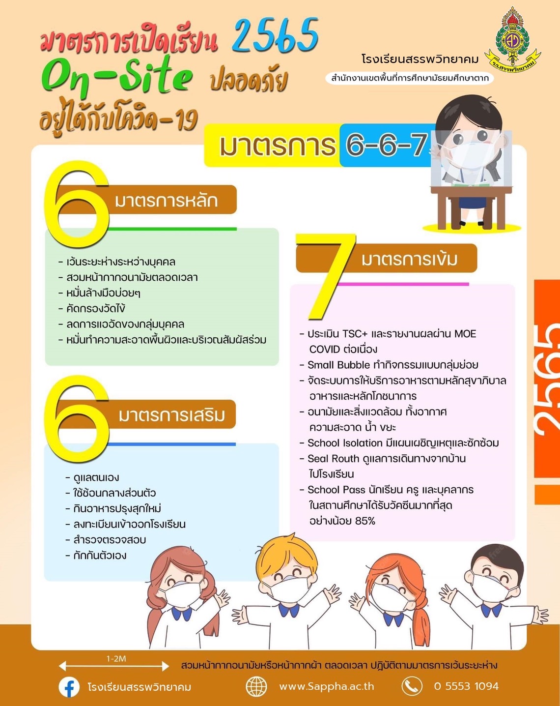 มาตรการ ๖-๖-๗ มาตรการเปิดเรียน ๒๕๖๕ On-site ปลอดภัยอยู่ได้กับโควิด-๑๙