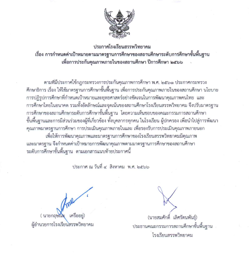 การใช้มาตรฐานการศึกษาของสถานศึกษาระดับการศึกษาขั้นพื้นฐาน 2566